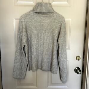 H&M Mama Wool Rib Knit Sand Minimalist Aesthetic Turtleneck Sweater Size S
